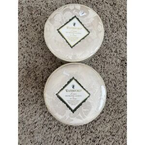 Waterford Linens Essex Court WC Designs Large Round Linen Keepsake‎ Box Lot Of 2